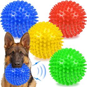 Ousiya 709923846428 Dog Balls 4.5 Inch Squeaky Toys Spikey Ball For Aggressive Chewers Heavy D