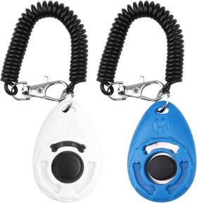 Ep-clik-06-blu-wht-pack2 Oyefly M Dog Training Clicker With Wrist Strap - Durable Medium Blue And White