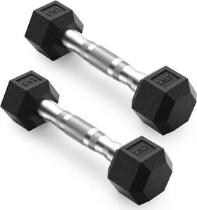 S01pp07a02d5p-a1 Papababe Hex Dumbbell Set 2.5-125lb Rubber Encased Home 2.5 Lb Pair Black