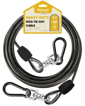 Petbobi Cp3440 Heavy-duty Dog Tie-out Cable - 10ft Extra Strong Wire For Large