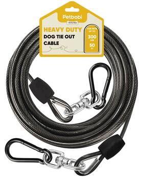 Petbobi Cp3444 Heavy-duty Dog Tie-out Cable - 50ft Extra Strong Wire For Large