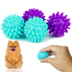 4-pac Petite Paws 860010857960 Spiky Squeak Balls 1.8 Inch Teething And Chew Toys For Small Dogs