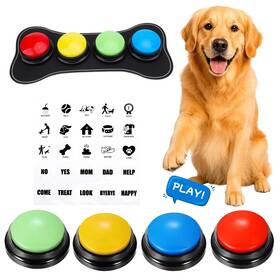 Redtagtown 655887908873 Cat Dog Talking Buttons Communication Set 4 Voice 30s Recordable With Pad