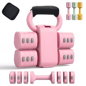 Rygeo Xw-hlzh-pk01 2-in-1 Adjustable Dumbbell Set For Women - 4 Levels 2.2lbs To Pink