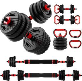 Scepkn 763523182300 Adjustable Dumbbell Set 10/20/30/45/70/90lbs Free Weight With Red Black