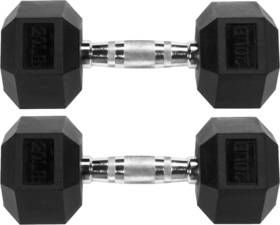 Signature Fitness Spz-hex20p Premium Rubber Encased Hex Dumbbell Pairs 20lbs Black