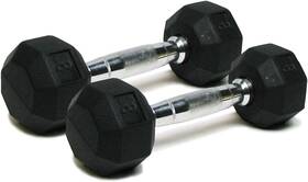 Spri Hex-8 Dumbbells Hand Weights Set Of 2 - Rubber Hex 8-pound C Pair
