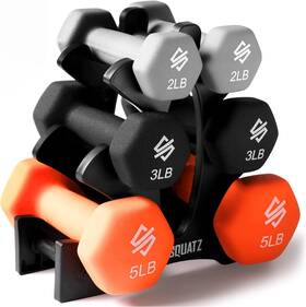 Sqdbt20 Squatz Dumbbell Weights Set With Stand 32/20 Lbs Neoprene 20lbs Black Sqdbt20 Squatz Dumbbell Weights Set With Stand 32/20 Lbs Neoprene 20lbs Black