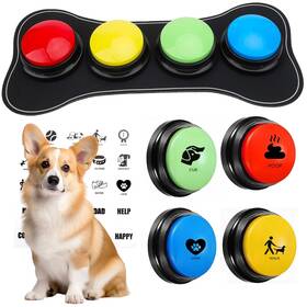 Thesiliconvalley 655887913822 4x Dog Talking Button Communication Set Recordable Buttons With Mat And 25 Stickers