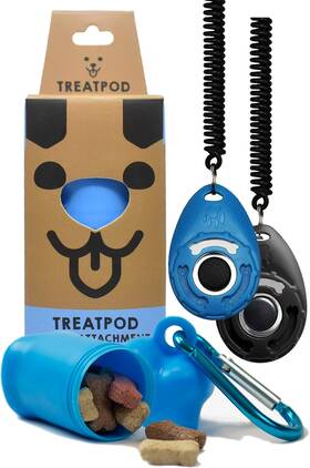 Treatpod 860000780063 Portable Leash Treat Holder And Training Clicker Set With Wrist Straps