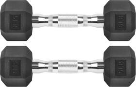 55a25191 Zoomster Hex Dumbbells Rubber Coated Cast Iron Black Dumbbell Free Weights
