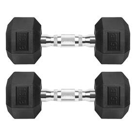 Zoomster 767065378795 Hex Dumbbells Rubber Coated Cast Iron Black Dumbbell 15 Pounds Zoomster 767065378795 Hex Dumbbells Rubber Coated Cast Iron Black Dumbbell 15 Pounds