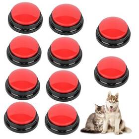 Ss-104 Zzhxkjhky 10 Pcs Red Voice Recording Buttons For Dogs Dog Training Black Base