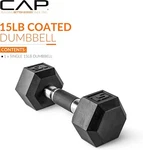 Cap Barbell 15LB Rubber Coated Hex Dumbbell Hand Weight Single Home Gym. Fixed Price $42.99.
