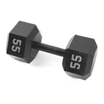 Iron Hex Dumbbell 55 Lb Single Black Cap Barbell Cast. Fixed Price $209.99.