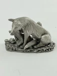 1979 L. Wareham Woodland Animals Miniature Pewter Figurine Mom Baby Fox AP2. Fixed Price $24.50.