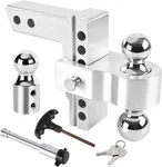 Adjustable Trailer Hitch Fits 2"RECEIVER, 6" Drop/rise Replaceable Tri Balls. Fixed Price $133.99.