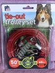 Prevue Pet Products 50 Ft Tie-out Trolley Set Dog Cable, 65 Lb. Fixed Price $21.95.