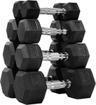 Fitvids Rubber Encased Hex Dumbbell Set Contoured Handle For Muscle Toning, Stre. Fixed Price $123.60.