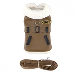 Doggie Design Faux Leather Bomber Coat Harness And Leash- Brown Black. Fixed Price $38.49.