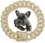 Gold-plated Cuban Chain Pet Collar With Cubic Zirconia Bling Necklace Cat Dog. Fixed Price $23.65.
