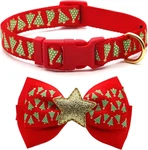Christmas Dog Collar With Bow Tie - Adjustable Festival Green Tree For Me. Fixed Price $22.39.