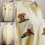 Vintage Olas Yellow/white Button Down Safari Animals Sequin Embroidery. Fixed Price $16.25.