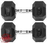 Fitvids 35LB Hex Dumbbell, Rubber Encased, Single Or Pair Black. Fixed Price $129.99.