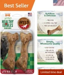 Medium Bison Flavor Dog Chews Rawhide-free, Dental Health Benefits 2 Count. Fixed Price $11.99.