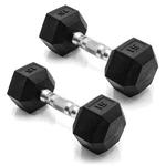 Cap Barbell 15 Lb Rubber Coated Hex Dumbbell Weight - Pair Chrome Handle. Fixed Price $43.77.