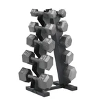 Holahatha 10, 15, 20, 25 Lb Cast Iron Dumbbell Free Hand Weight Set With Rack. Fixed Price $222.99.