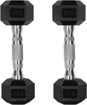 Ritfit 5-300LBS Rubber Encased Hex Dumbbell Sets With Optional Silver, Black. Fixed Price $39.37.