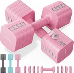 Feierdun 5-IN-1 Adjustable Dumbbell Set Of 2, B-cute Pink (20LBS Total). Fixed Price $127.18.