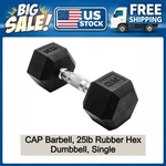 Cap Barbell 25LB Rubber Hex Dumbbell Single Weight Training Exercise. Fixed Price $27.22.