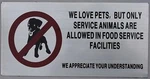 No Pets Allowed Food Service Facilities Sign (brush Aluminium, 6X12). Fixed Price $8.99.