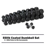 Cap 150LB-550LB Rubber Hex Dumbbell Complete Set Commercial Home Gym Weights. Fixed Price $589.80.