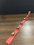 Vintage Brass Jingle Bells On Red Leather Strap Farmhouse, Country. Fixed Price $28.00.