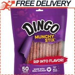 Dingo Rawhide Munchy Stix For Dogs, Chews Made Real Chicken, 50 Count. Fixed Price $12.09.