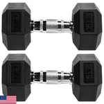 Fitvids Premium Rubber Encased Dumbbell 15LB Pair SPZ-HEX15P. Fixed Price $77.41.