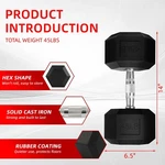 Balancefrom 45LB Rubber Encased Hex Dumbbell Single Black Strength Training. Fixed Price $44.99.