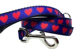 Blue W Red Heart Leash, Choose Your Length Puppy Cute Dog. Fixed Price $13.95.