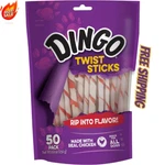 Dingo Twist Dog Treat Sticks Rawhide Chews With Chicken 8.8 Oz 50-PACK. Fixed Price $20.99.
