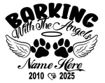 Pet Memorial Decal Personalized Dog Paws Barking With Angels Heart Vinyl Sticker. Fixed Price $15.99.