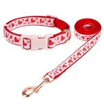 Valentines Day Collar And Leash Set Pink Heart Pattern For Small Dogs. Fixed Price $24.74.