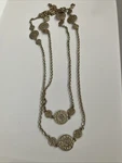 54 Single Strand Silver Tone Curb Chain Medallion Necklace. Fixed Price $14.00.
