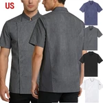Us Yizyif Mens Short Sleeve Chef Coat Jacket Breathable Working Uniform. Fixed Price $20.05.