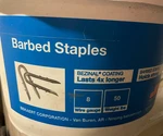 Bekaert 8-GAUGE Double Barb Bezinal Coated 1.75" Fence Staples 50-LB. Bucket. Fixed Price $80.00.