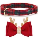 Azuza Christmas Plaid Dog Collar W/ Glitter Reindeer Antlers & Bowtie, Large. Fixed Price $28.88.