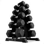 Balancefrom Signature Alloy Steel Rubber Encased Hex Dumbbell Set, Black. Fixed Price $299.99.