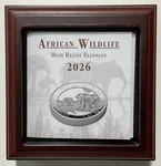 2026 Somalia Proof Elephant High Relief Coin, 1 Troy Oz .9999 Silver, Case, Coa. Fixed Price $193.00.